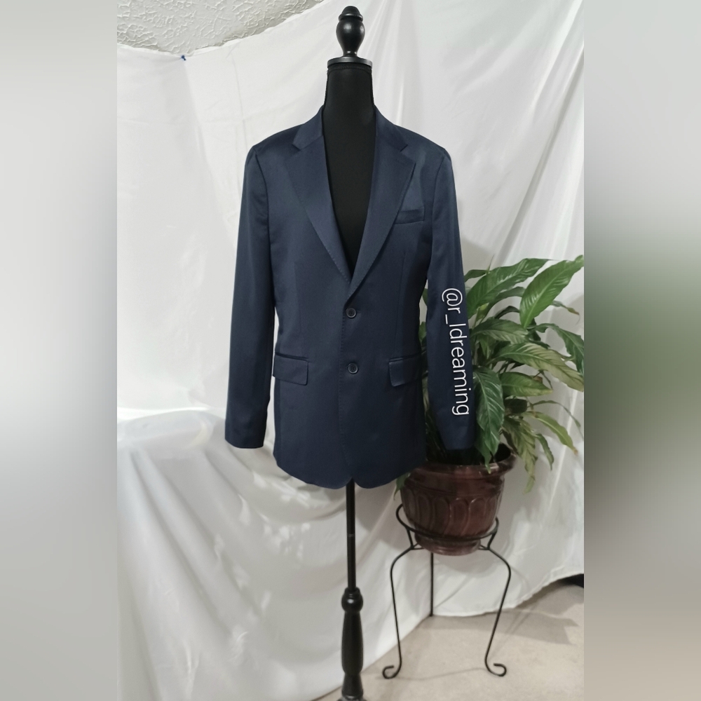 NWT Navy Modern Classic Satin Suit Jacket Size 38 Regular By Banana Republic - Picture 2 of 8